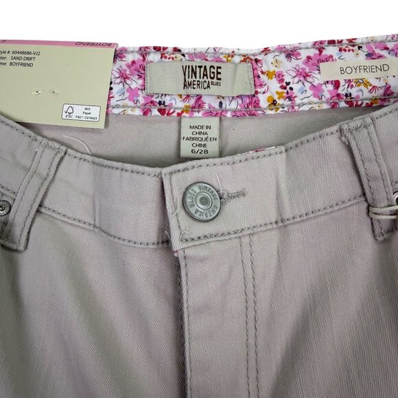 Vintage America Womens Sand Cotton/Spandex Boyfriend Pants Casual Fit Size 6/28 - Picture 5 of 14